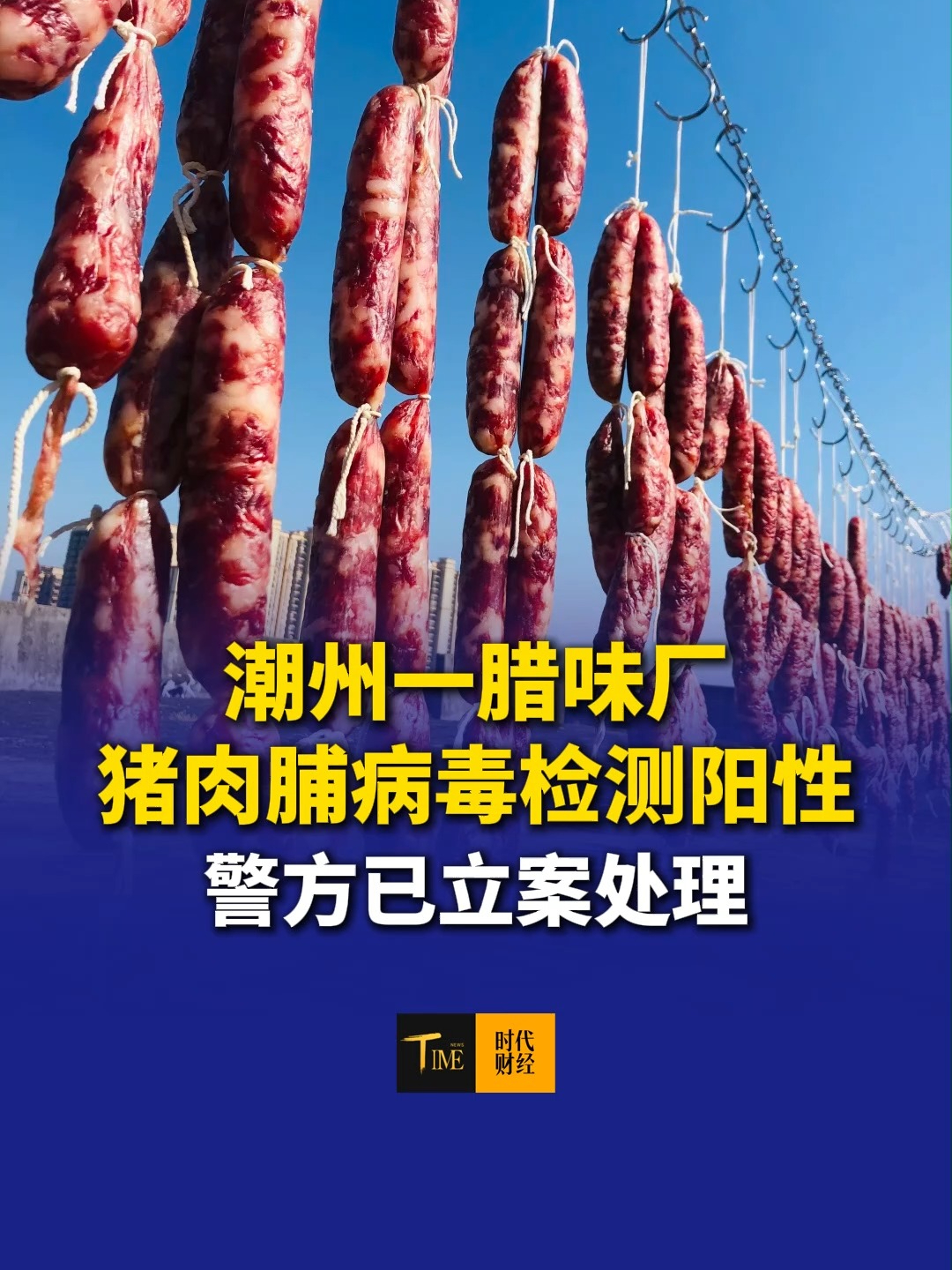 潮州一腊味厂猪肉脯病毒检测阳性！该厂使用死因不明的猪肉原料加工肉脯，涉案货值约21万元，警方已立案处理