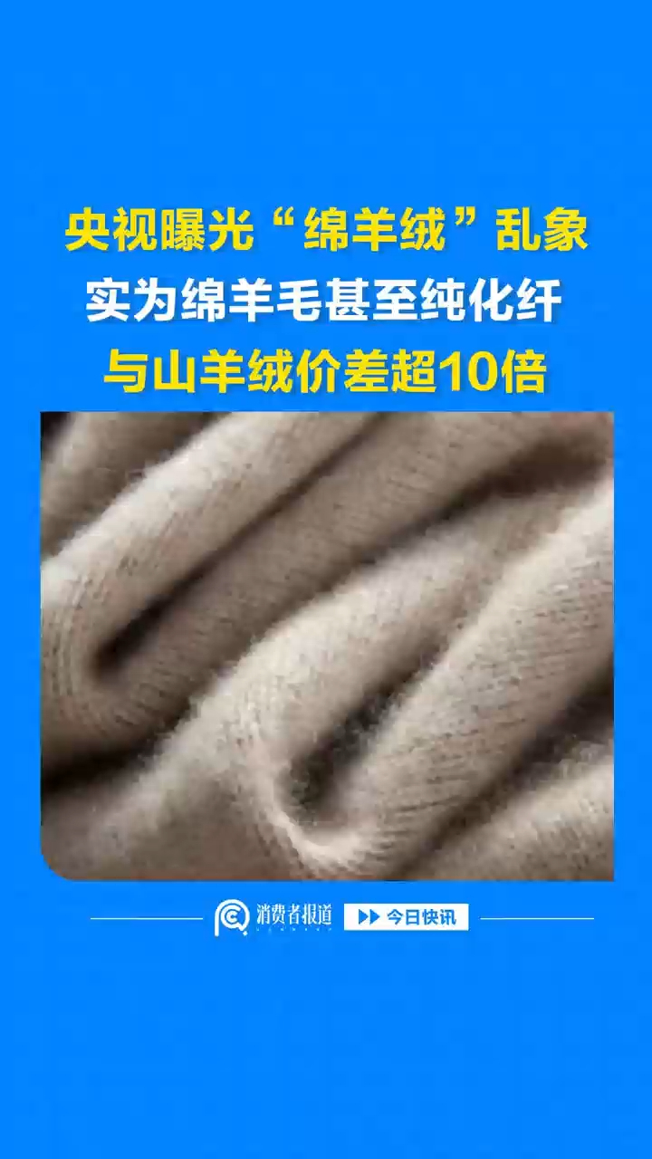 央视曝光“绵羊绒”乱象，实为绵羊毛甚至纯化纤，与山羊绒价差超10倍